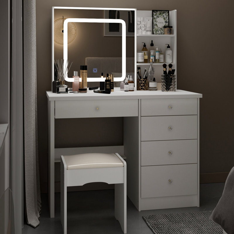 Ensemble coiffeuse avec tabouret et miroir