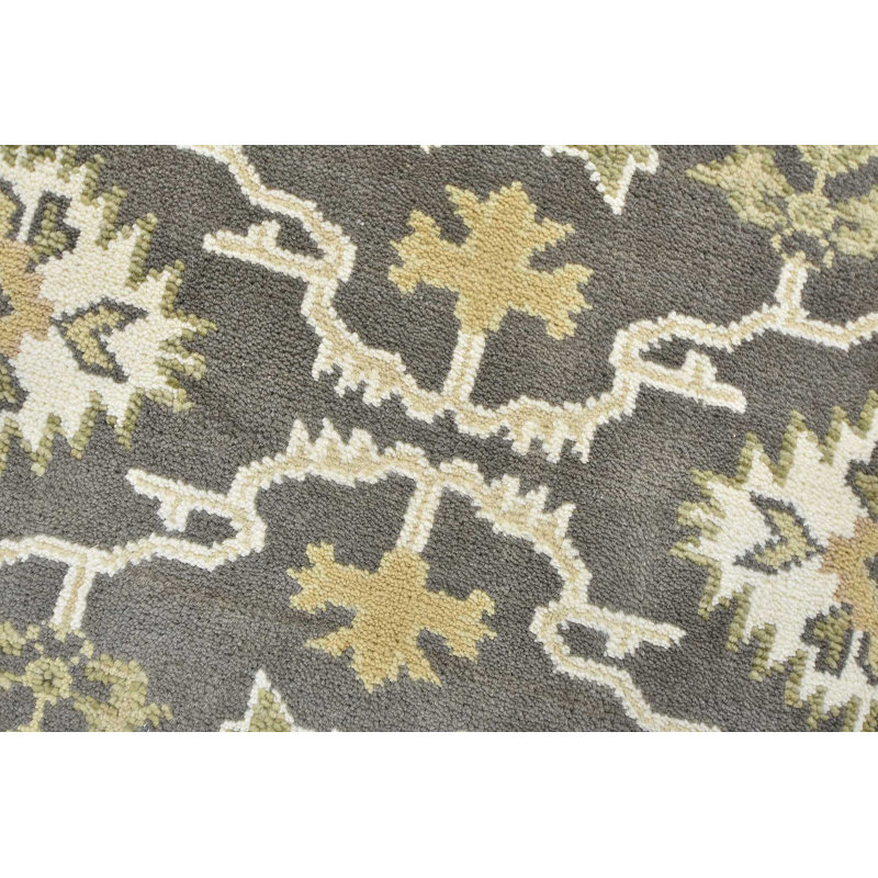 Tapis oriental gris en laine noué à la main Oushak