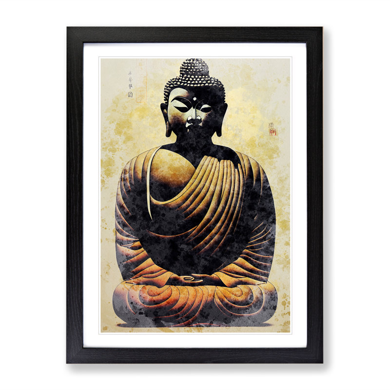 Mesmerising Buddha - Framed Print, 64cm H x 46cm W x 2cm D, Black