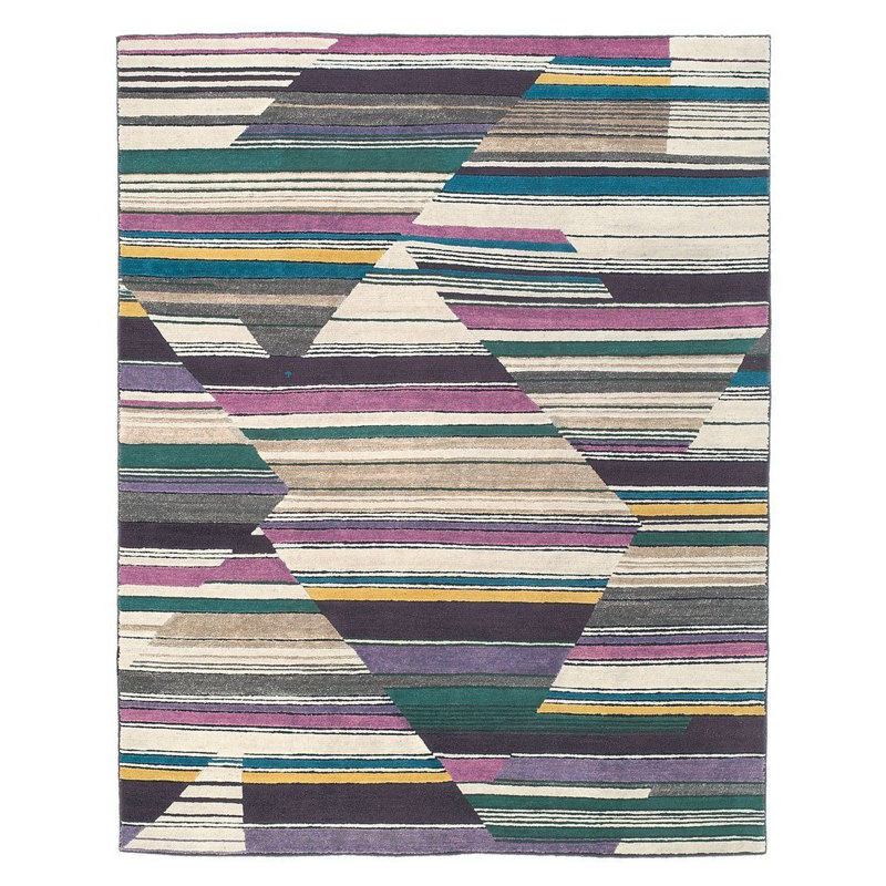 Geometric Area Rug in Black/Purple, Rectangle 3' x 5'