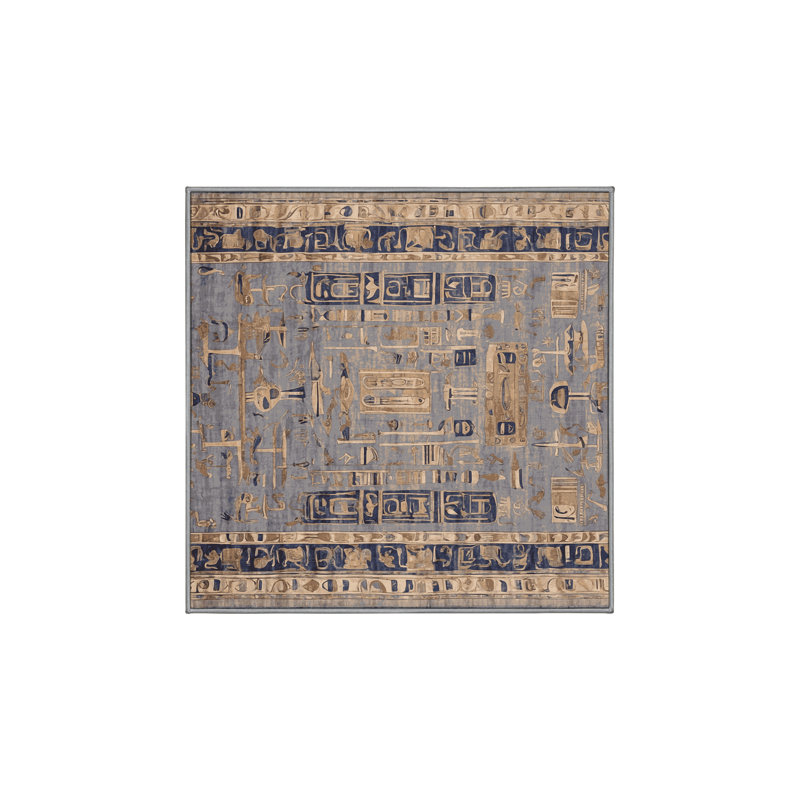 Machine Washable Gray Area Rug, Square 5'