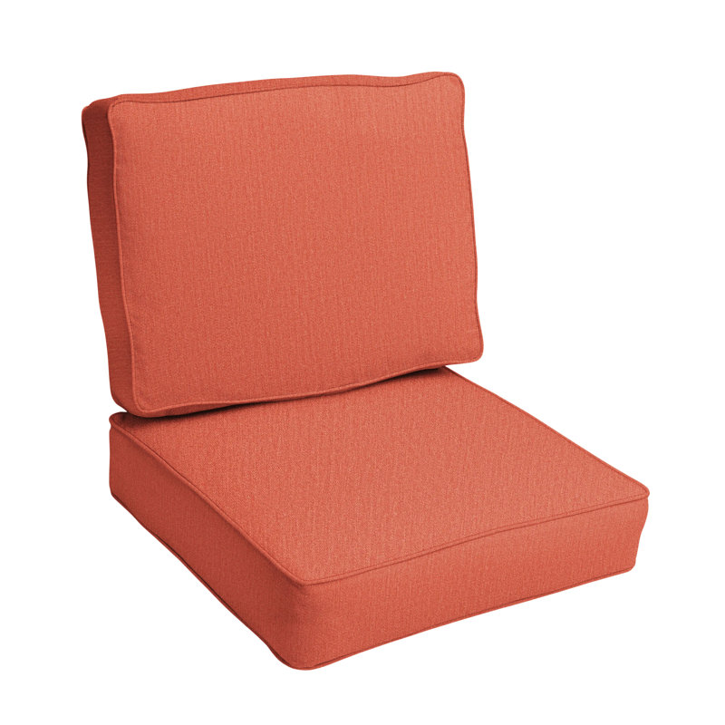 Davana Indoor/Outdoor Sunbrella Seat/Back Cushion, Canvas Persimmon Sunbrella® Canvas, 23" W x 27" D
