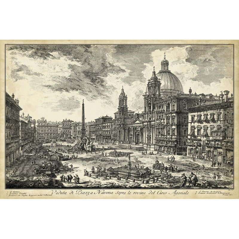 Veduta Di Piazza Navona by Piranesi - Wrapped Canvas Art Prints, 81cm H x 122cm W x 3.8cm D