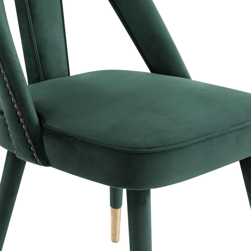 49cm H Velvet Upholstered Side Chair in Forest Green