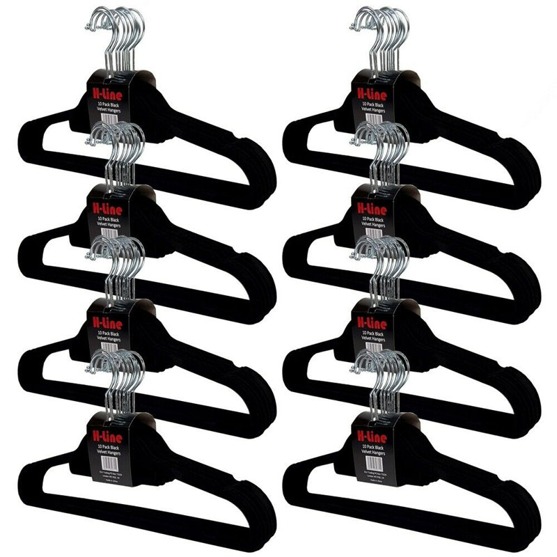 Velvet Standard Hanger for Dress/Shirt/Sweater, Black