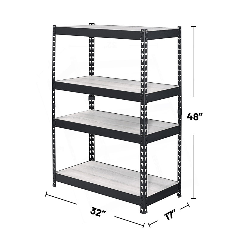 4 Tier Rectangular Bookcase With Adjustable Shelves