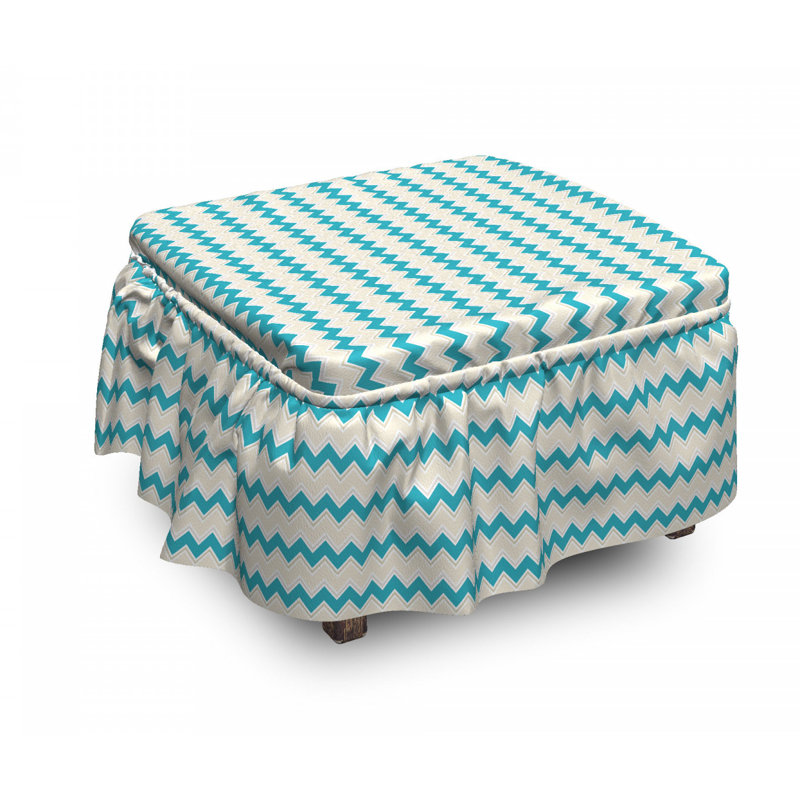 Ensemble de housse pour repose-pieds à coussins carrés en zigzag à coussins classiques 2 pièces