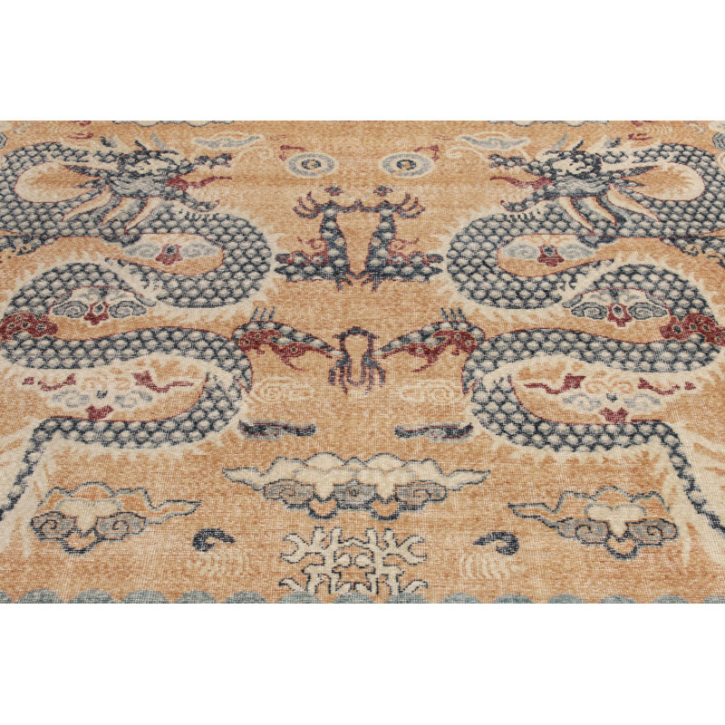 Distressed Homage Hand Knotted Wool Animal Print Area Rug, Rectangle 12' x 18'