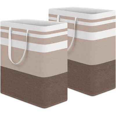 Paquet de 2 paniers à linge imperméables, panier à linge autoportant, grand panier à linge pliable avec poignées allongées pour les vêtements dans le dortoir et la famille