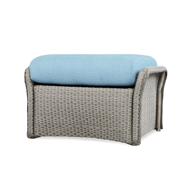 Weekend Retreat Outdoor Ottoman, Flagship Lapis Sunbrella®, Pewter
