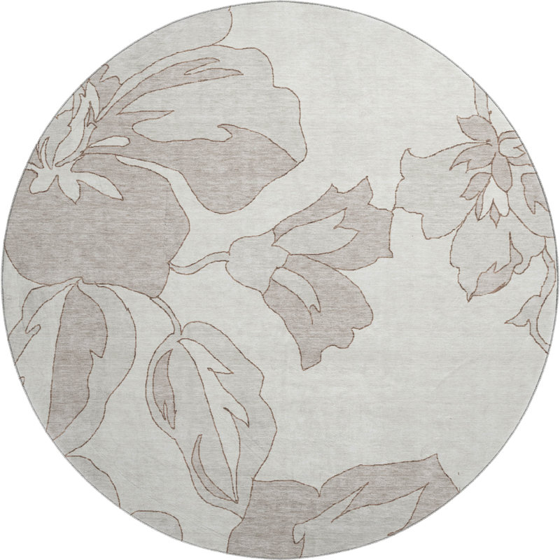 Premium Machine Washable Prisco Ivory Rug, Round 8'