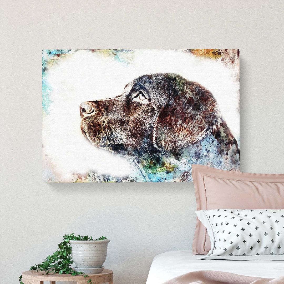 Chocolate Labrador Portrait - Wrapped Canvas