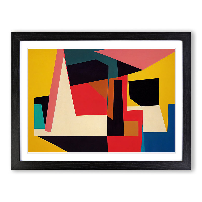 XH1022-8672X Suprematism Abstract Art Vol.3 - Single Picture Frame Print, 46cm H x 64cm W x 2cm D, Black