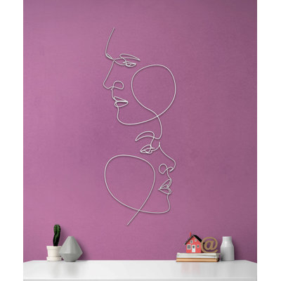 Love Faces Metal Line Art, Faces Metal Wall Décor for Wedding, Valentine's Day Gifts
