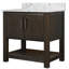 Meuble-lavabo simple 36 po avec comptoir en quartz café, quincaillerie et miroir-111879106
