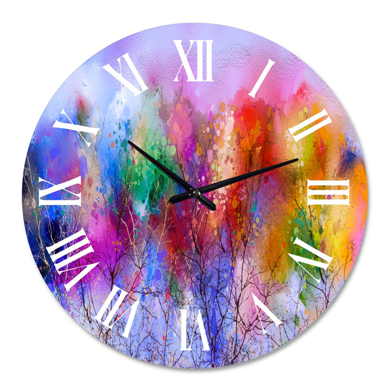 Mauve ciel abstrait paysage I - horloge murale moderne, Grand