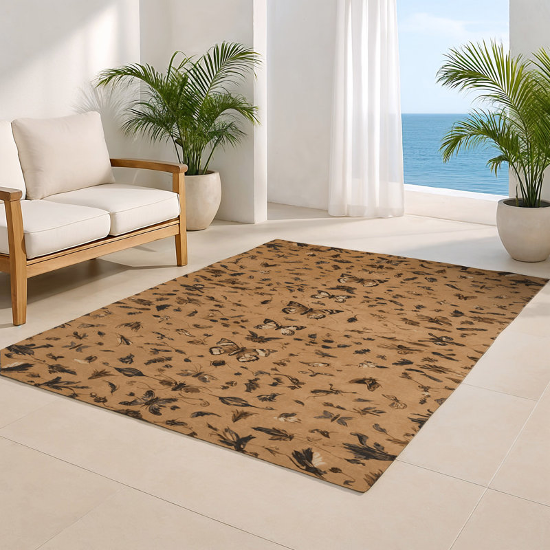 Tapis d'intérieur et d'extérieur brun français, Rectangle 4pi x 6 pi
