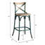 Mobilier de salle à manger à assise en bois de style rétro avec cadre en métal turquoise antique-60323053