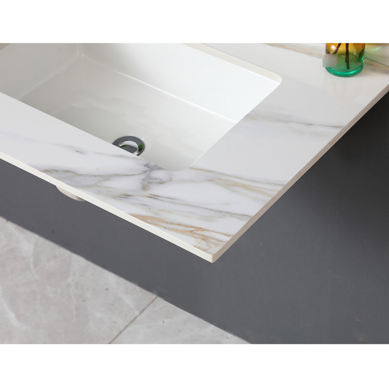 Dessus de meuble-lavabo 31 po - Lavabo blanc et dosseret rectangulaire haut 4 po