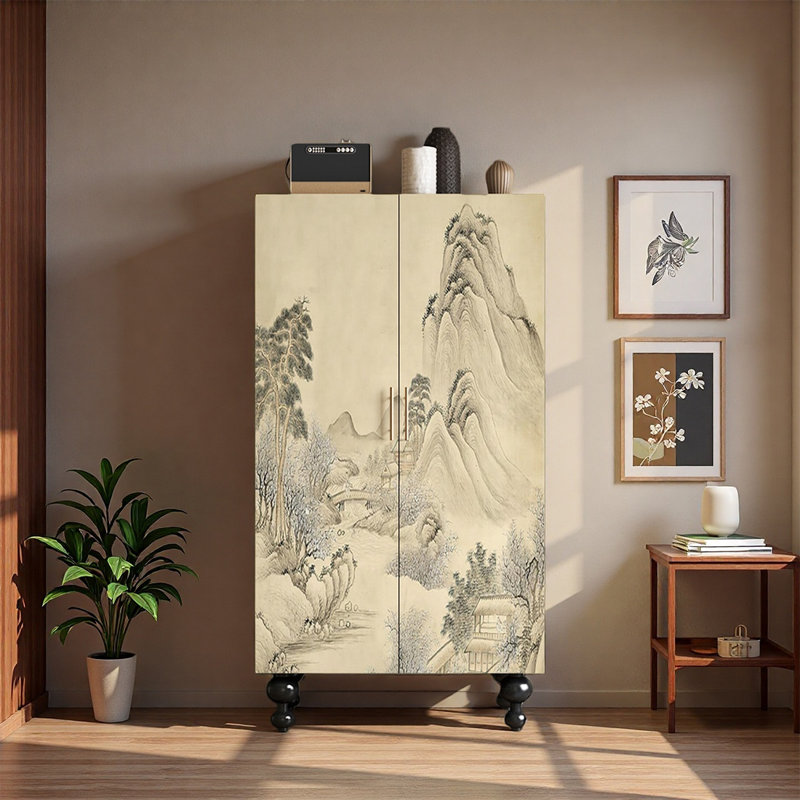 Armoire décorative à deux portes en bois de frêne