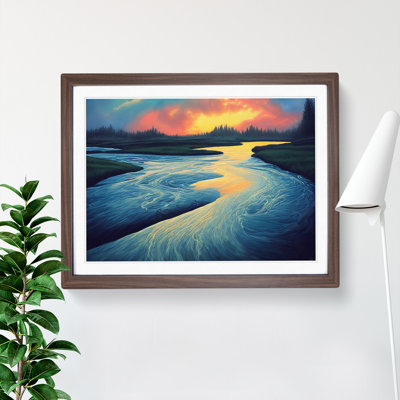 Forest River At Sunrise - Single Picture Frame Painting