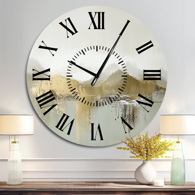 Horloge murale silencieuse en métal au style paysage de montagne minimaliste avec sommets I