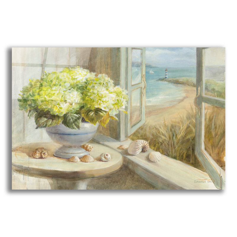  «Yellow Coastal Hydrangea» par Danhui Nai, art mural en verre acrylique, 16 po x 12 po, H 12 po x l 16 po x P 0,13 po