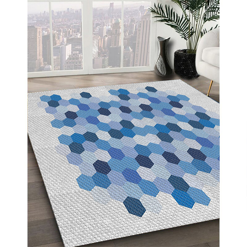 Tapis bleu à motif géométrique Kingstowne, Rectangle 8 pi x 10 pi