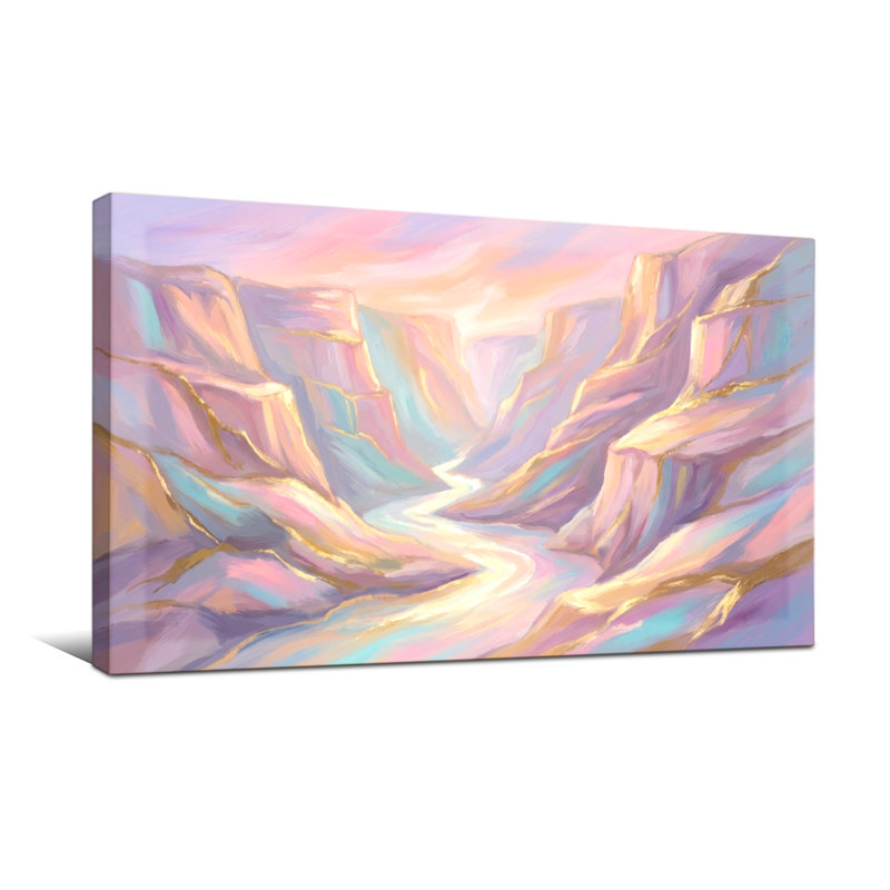 Paysage abstrait de canyon pastel avec des teintes douces et une douce lumière, H 24 po x l 48 po