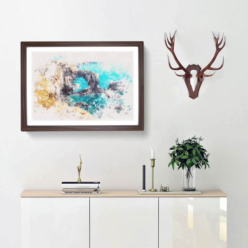 Green Bridge of Wales - Picture Frame Painting Print, Walnut Framed, 45cm H x 63cm W x 2cm D