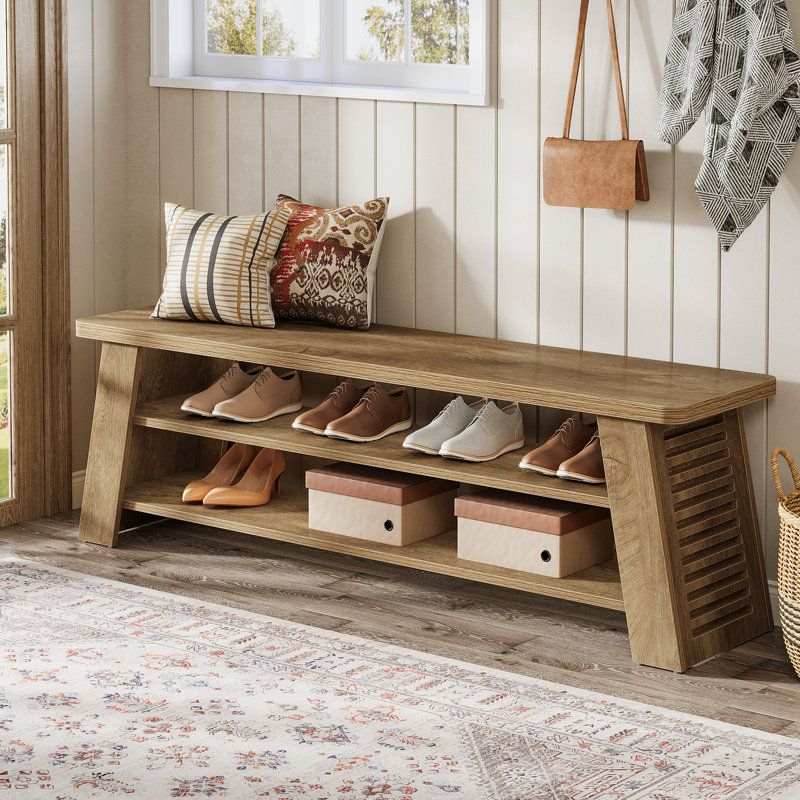 3-Tier Entryway Bench with Storage Shelf