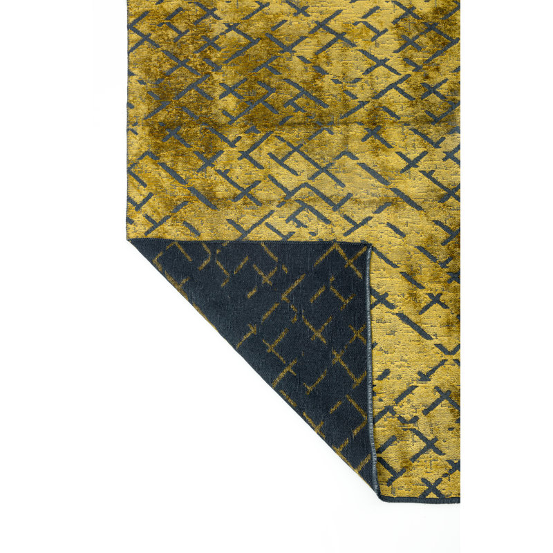 Rapture Green Abstract Luxury Area Rug, Rectangle 7'10" x 9'10", Ochre Yellow