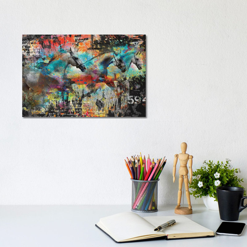 Horses by Micha Baker - Wrapped Canvas Painting, 20.32 cm H x 30.48 cm W