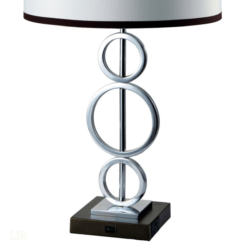 29" Tall Metal Table Lamp With Silver Finish, Ring Style, Table Lamp