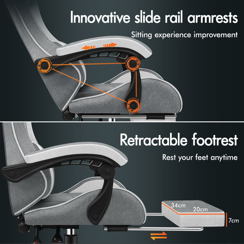 PC & Racing Game Chair, Dark Grey/Light Grey