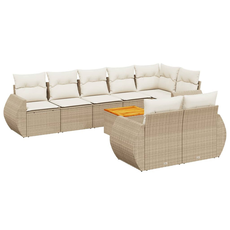  Ensemble de canapé de jardin modulaire en PE rotin beige