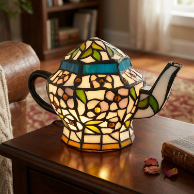 Lampe de table en verre coloré de style Tiffany, lampe d'appoint Samara DEL