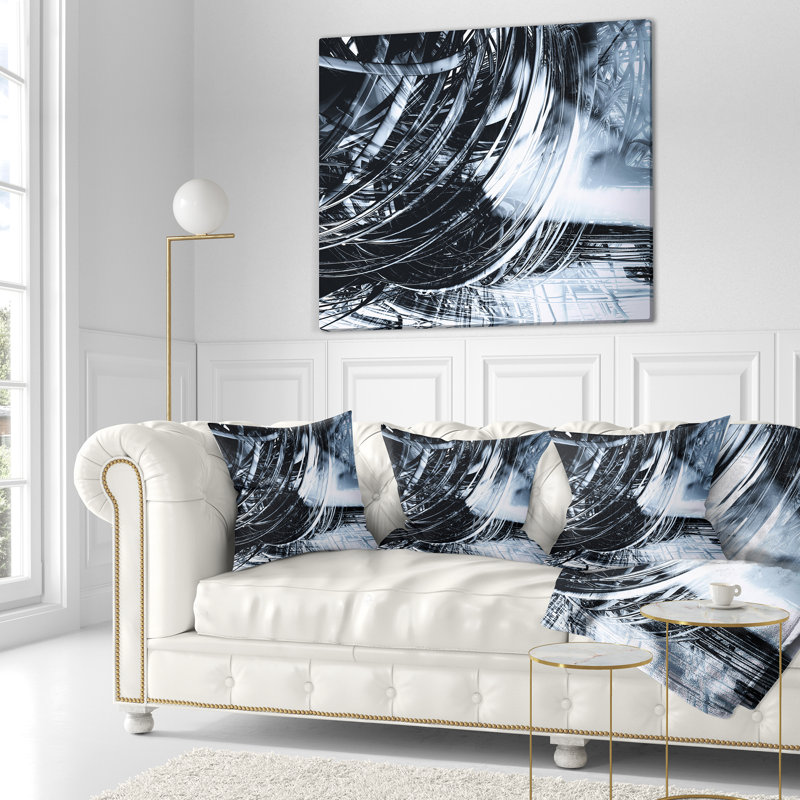 Coussin décoratif à imprimé abstrait 3D 3D, Carré, 16 po x 16 po