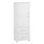 Grande armoire de rangement autoportante blanche avec deux tiroirs et tablette réglable, panneau de fibres à densité moyenne peint-1715940459
