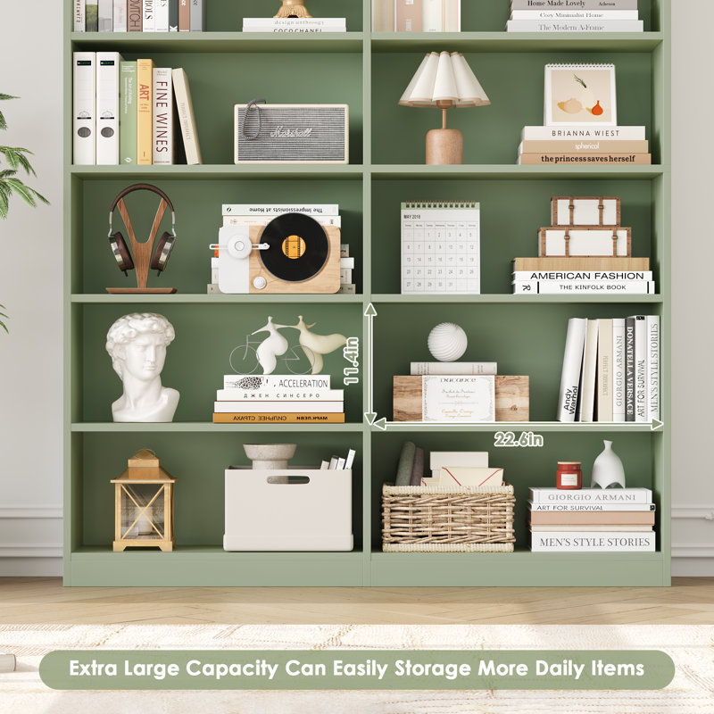 Bibliothèque standard à 6 niveaux H 74,3 "x l 47,2" Geng, Vert, (6 tablettes) H 74,3 po x l 47,2 po x P 11,8 po