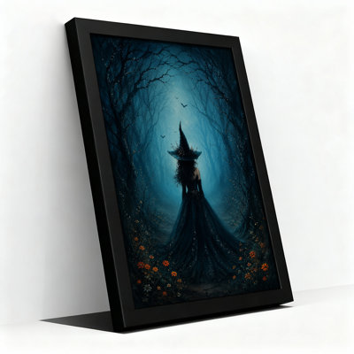 «Witch in Dark Blue Misty Forest Path», art mural sur toile