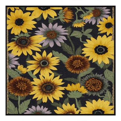 Machine Washable Botanical Brown Area Rug
