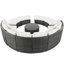 Ensemble de canapé modulaire circulaire pour l'extérieur - Structure en rotin et fer PE, table basse en verre trempé, 6 coussins amovibles