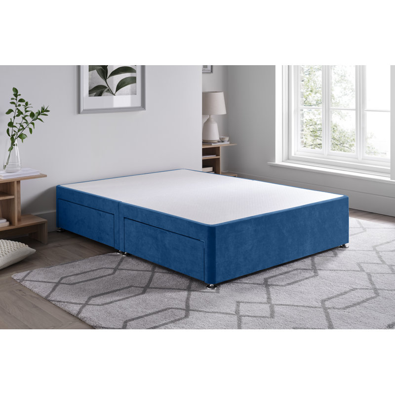 Naples Divan Bed Base, Blue, Double (4'6), No Drawers