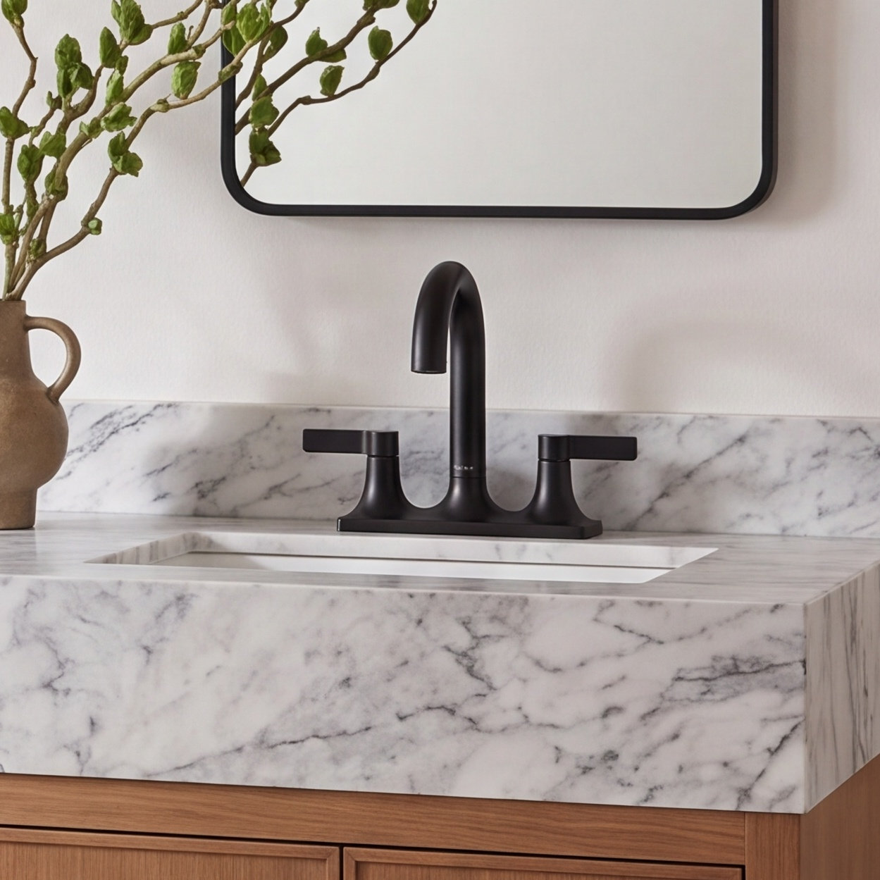 Venza Centerset Bathroom Sink Faucet - 1.0 GPM, Matte Black