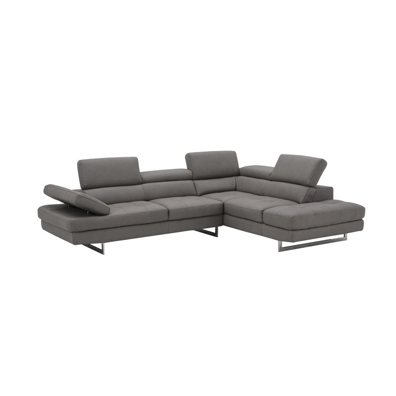 Hugo 114" Wide Genuine Leather Sectional, Right Hand Facing, Truffle Genuine Leather