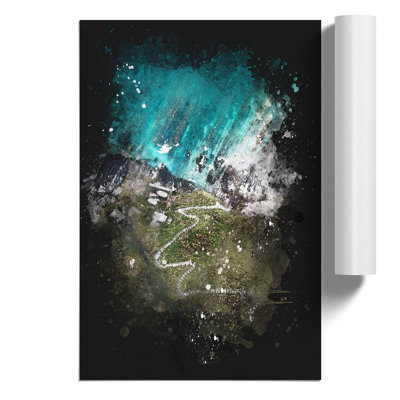 High Above Asturias in Spain Paint Splash - Frameless Print