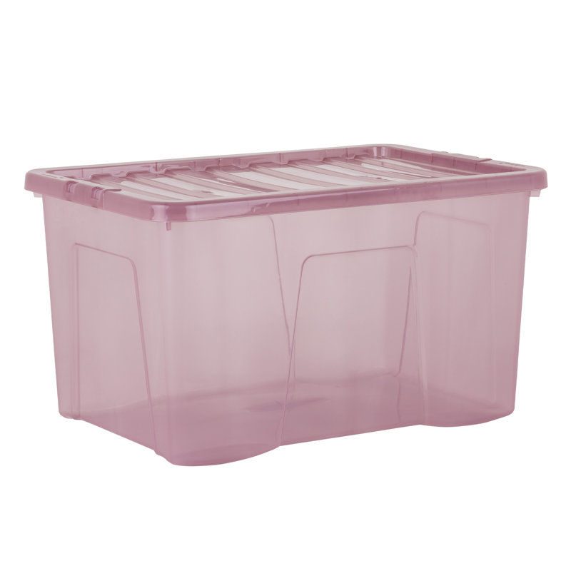 Wham Crystal 60L Plastic Storage Box Pack of 10 Tint Dusky Orchid