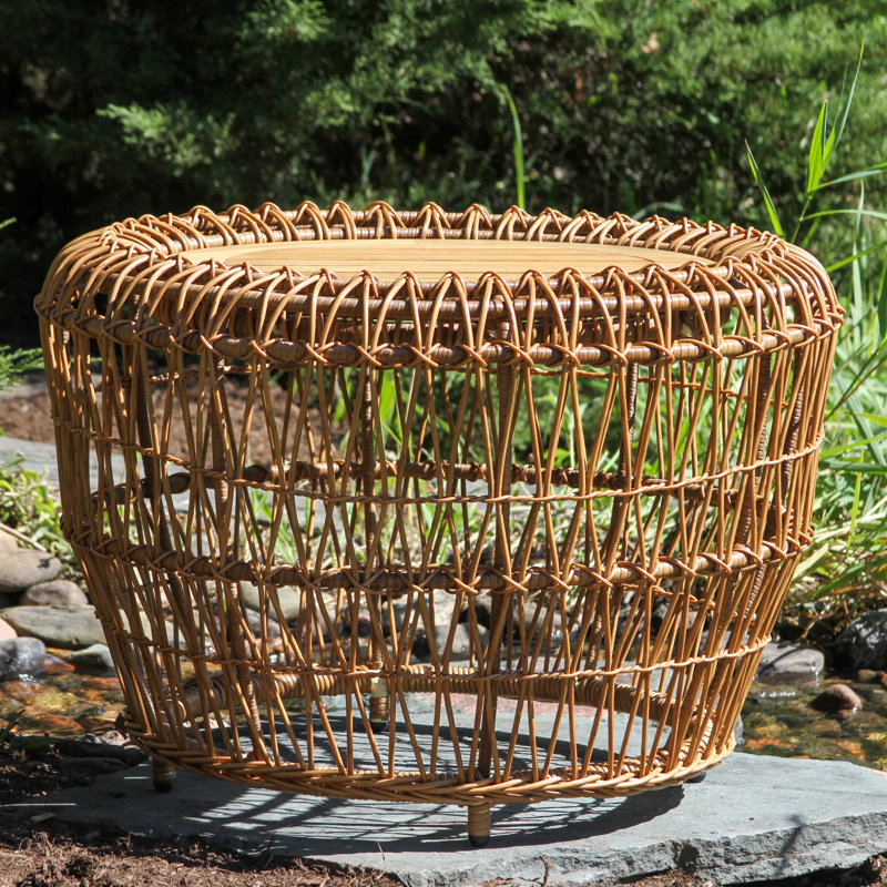 Alyshia 25" W Round Wicker Patio Side Table