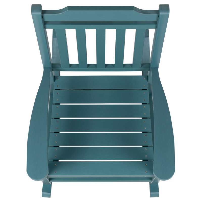 Teal All-Weather Poly Resin Wood Rocking Chair
